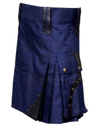 Modern Blue Utility Kilt For Men