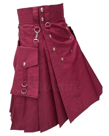 Modern Burgundy Color Utility Kilt