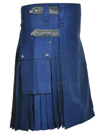Navy Blue Cotton Utility Kilt