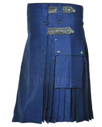 Navy Blue Cotton Utility Kilt