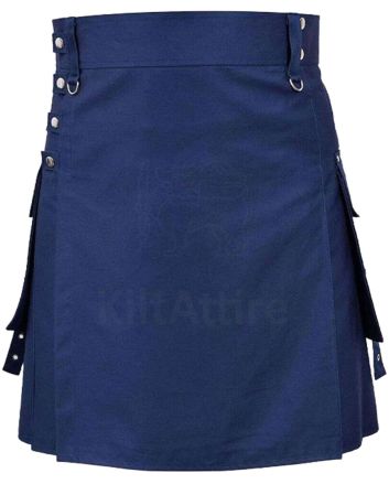Navy Blue Fashion Utility Kilt