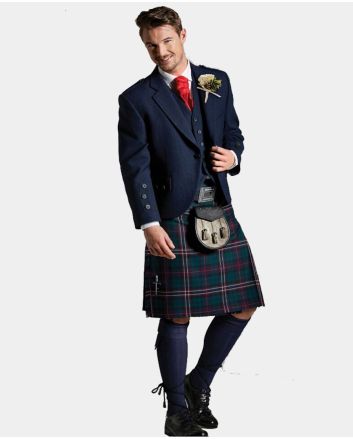 Deluxe Navy Blue Tweed Kilt Outfit