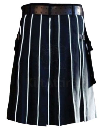 Navy Blue Utility Kilt With White Line Style