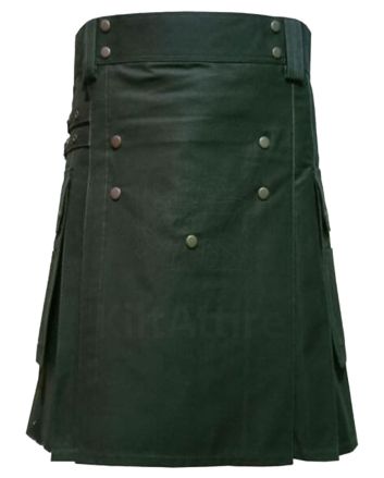 Olive Green Cotton Utility Kilt
