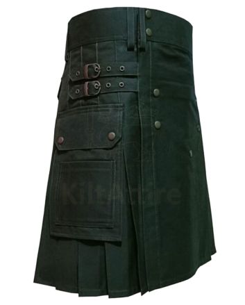 Olive Green Cotton Utility Kilt