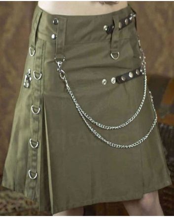 Olive Green Women Utility Kilt