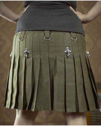 Olive Green Women Utility Kilt