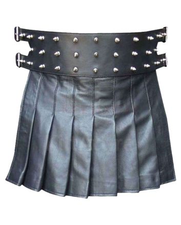Premium Quality Mini Studded Leather Kilt