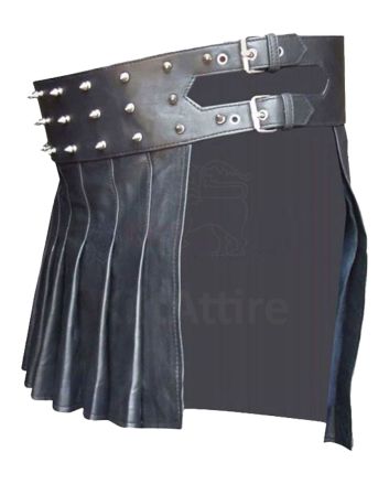 Premium Quality Mini Studded Leather Kilt