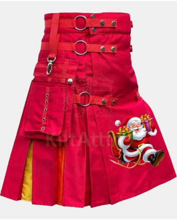 Rainbow Hybrid Santa Gifting Red Christmas Kilt