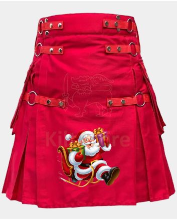 Rainbow Hybrid Santa Gifting Red Christmas Kilt