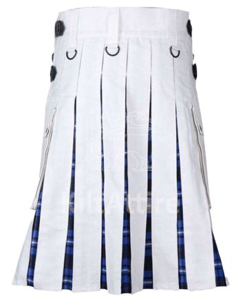 Ramsay Blue Tartan And White Cotton Hybrid Utility Kilt