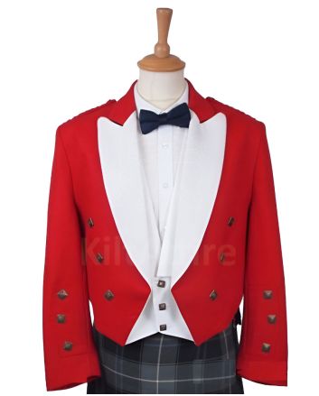 Red Prince Charlie Jacket with 3-Button Waistcoat Set