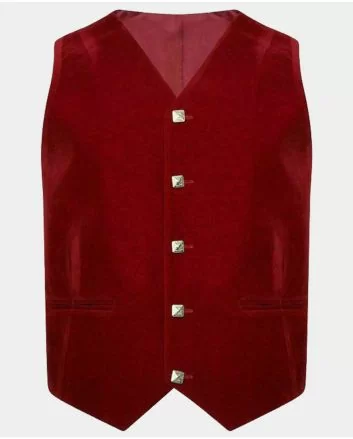 Red Velvet Highland Wedding Argyle Kilt Jacket and Waistcoat