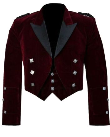 Red Velvet Prince Charlie Jacket With Waistcoat-Made To Measure