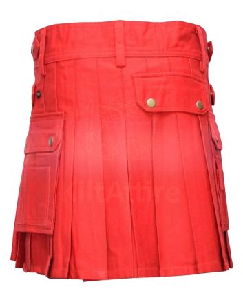 Red Women Short Length Utility Kilt