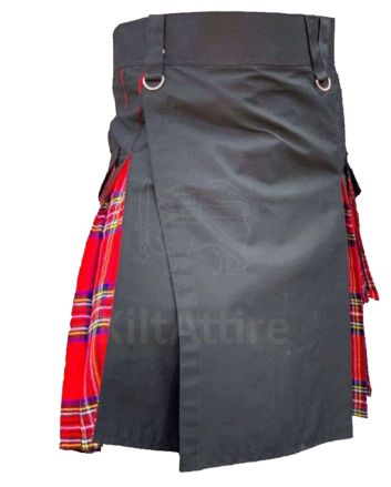 Royal Stewart Tartan And Black Cotton Modern Hybrid Utility Kilt