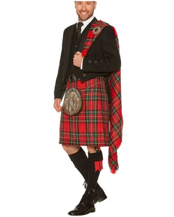 Royal Stewart Tartan Formal Prince Charlie Heavy Kilt Outfit