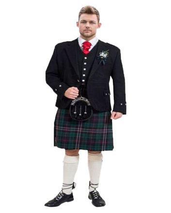 Scottish Black Argyll Jacket Kilt Outfit Package
