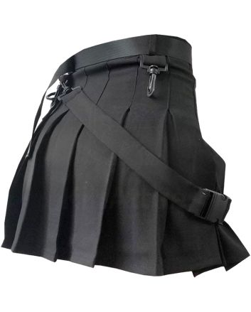 Stylish Black Women Utility Kilt