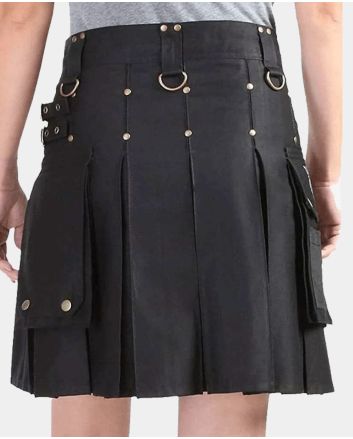 Stylish Women Black Utility Kilt