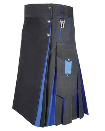 Traditional Black and Blue Hybrid Kilt