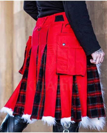 Unisex Fur Christmas Kilt - Santa Claus Kilt