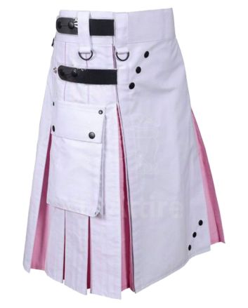White And Pink Hybrid Utility Kilt