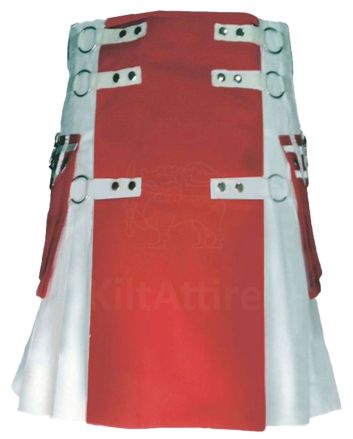 White And Red Utility Kilt