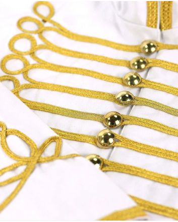 White Hussar Parade Jacket Mens Military and Army Drummer Musician Jacket