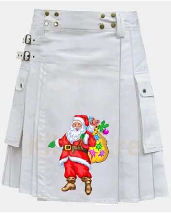 White Plain Santa Christmas Kilt