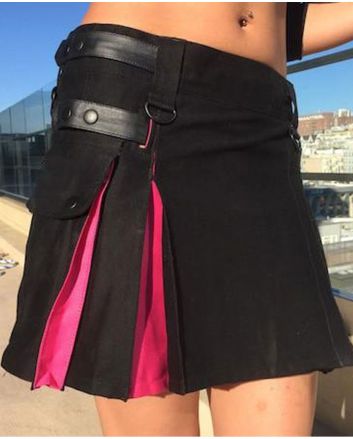 Women Black And Pink Modern Hybrid Kilt
