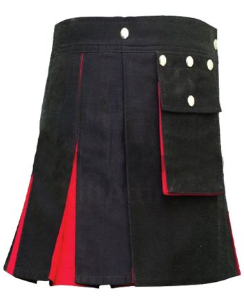 Women Black And Red Hybrid Utility Kilt