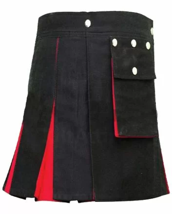 Women Black And Red Hybrid Utility Kilt