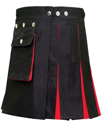 Women Black And Red Hybrid Utility Kilt