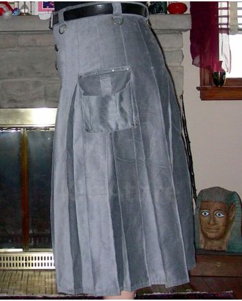 Women Long Grey Utility Kilt