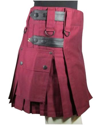 Womens Burgundy Utiltiy Kilt