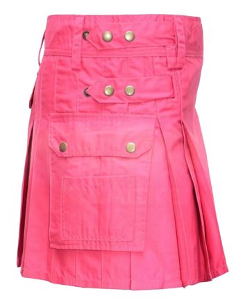 Womens Pink Four Straps Utility Kilt