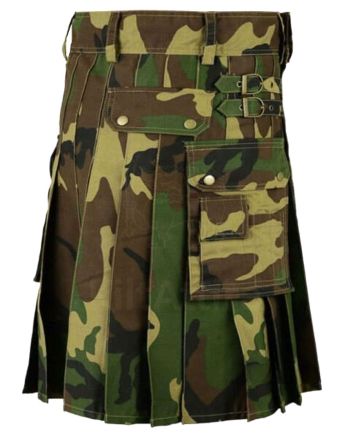 Woodland Camo Utility Kilt For Men