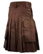 Best Brown Utility Kilt With Cargo Pockets Back