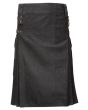 Black 4 Leather Closing Straps Utility Kilt