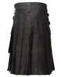 Black 4 Leather Closing Straps Utility Kilt Back