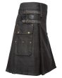 Black 4 Leather Closing Straps Utility Kilt Side