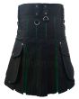Black and Green Hybrid Utility Kilt Back