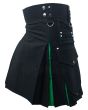 Black and Green Hybrid Utility Kilt Side