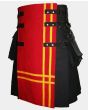Black Canvas Red Front Yellow Double Cross Design Kilt