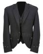 Traditional Black Charcoal Tweed Argyll Jacket With WaistCoat Sets