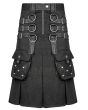 Black Cotton Punk Rave Utility Kilt