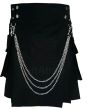 Black Cotton Utility Kilt for Men