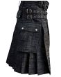 Black Denim Utility Kilt 